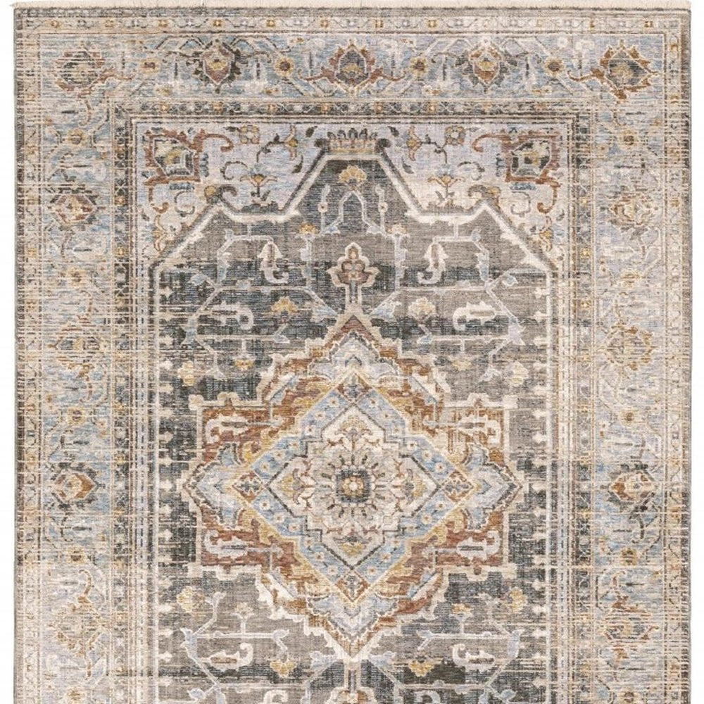 2' X 3' Blue And Gray Area Rug