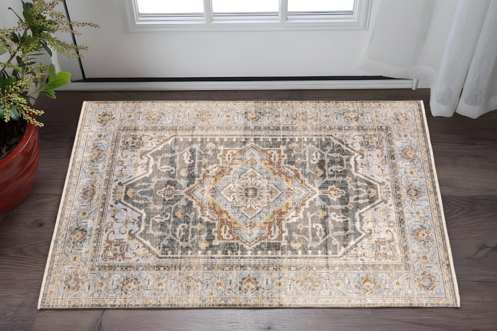 2' X 3' Blue And Gray Area Rug