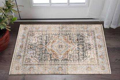 2' X 3' Blue And Gray Area Rug