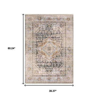 2' X 3' Blue And Gray Area Rug