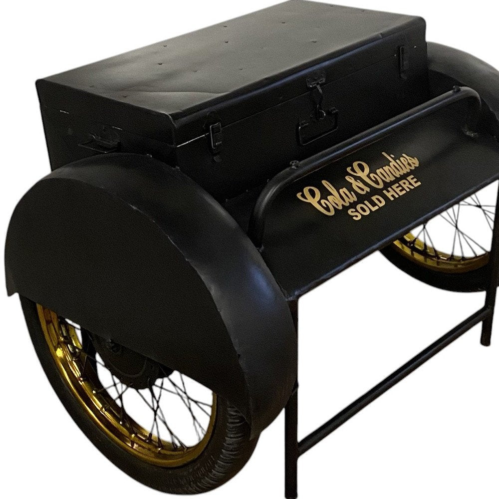 Black Old Time Delivery Box Table With Storage