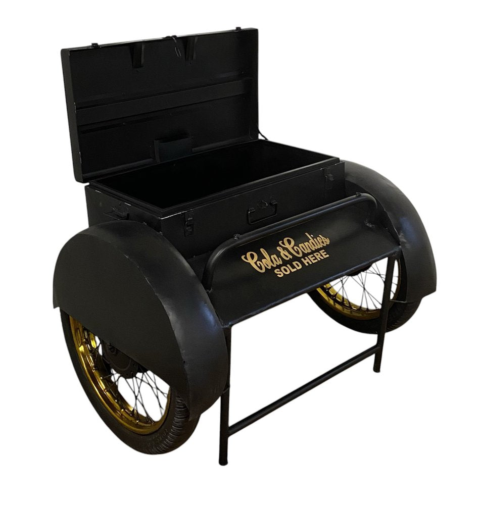 Black Old Time Delivery Box Table With Storage
