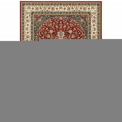 2' X 3' Red And Ivory Area Rug