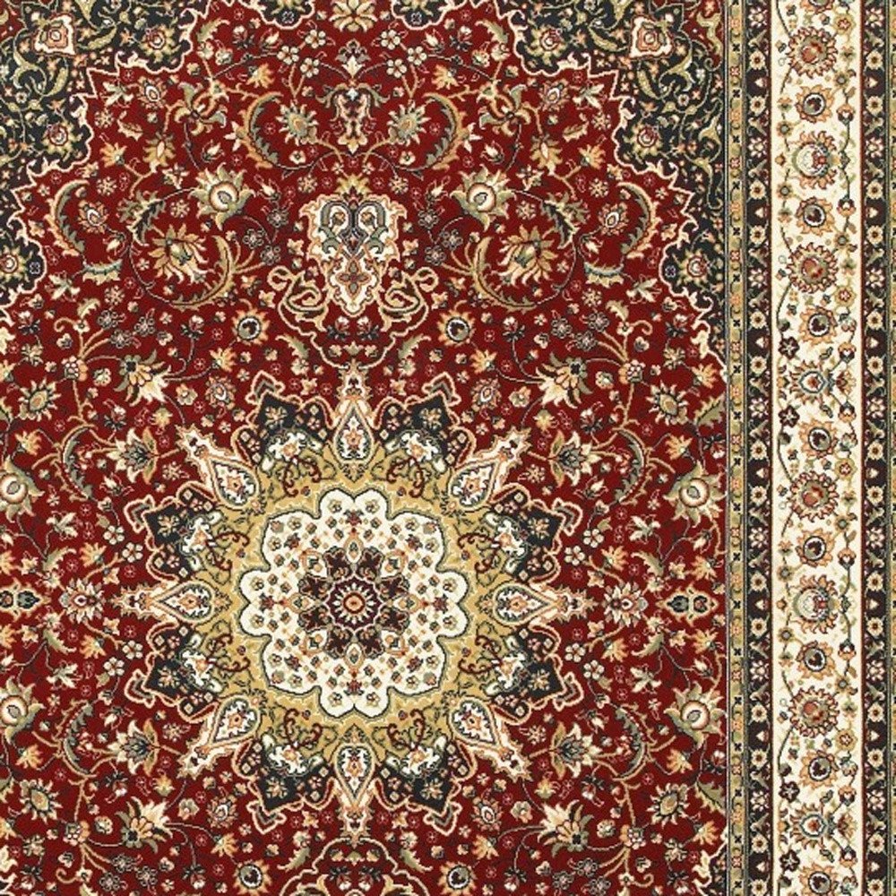 2' X 3' Red And Ivory Area Rug