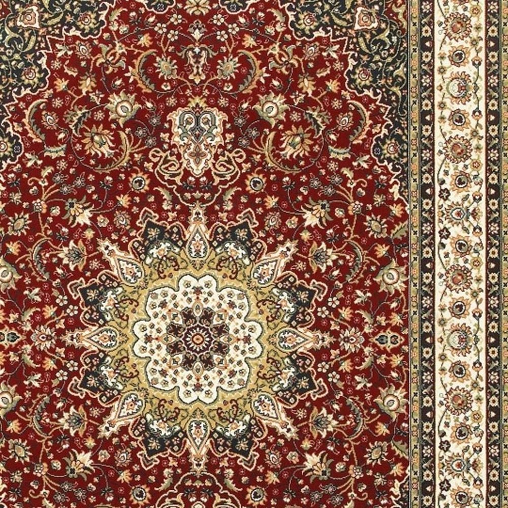 2' X 3' Red And Ivory Area Rug