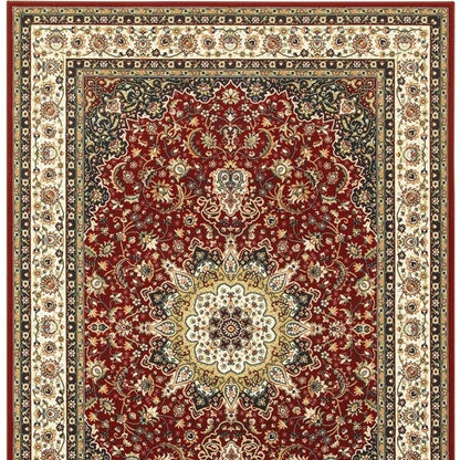 2' X 3' Red And Ivory Area Rug