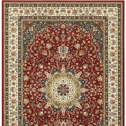 2' X 3' Red And Ivory Area Rug