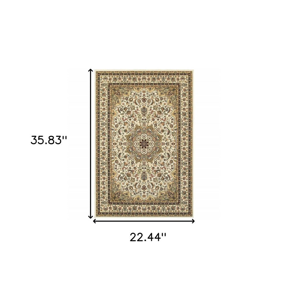 2' X 3' Beige And Ivory Area Rug