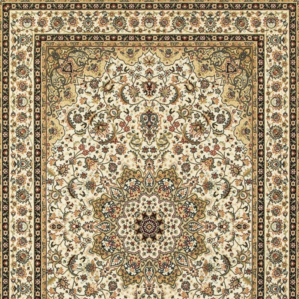 1' X 3' Ivory Beige Machine Woven Oriental Indoor Area Rug