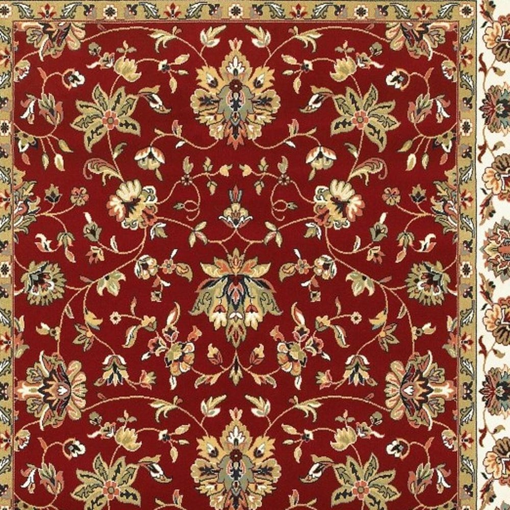 2' X 3' Red And Ivory Area Rug