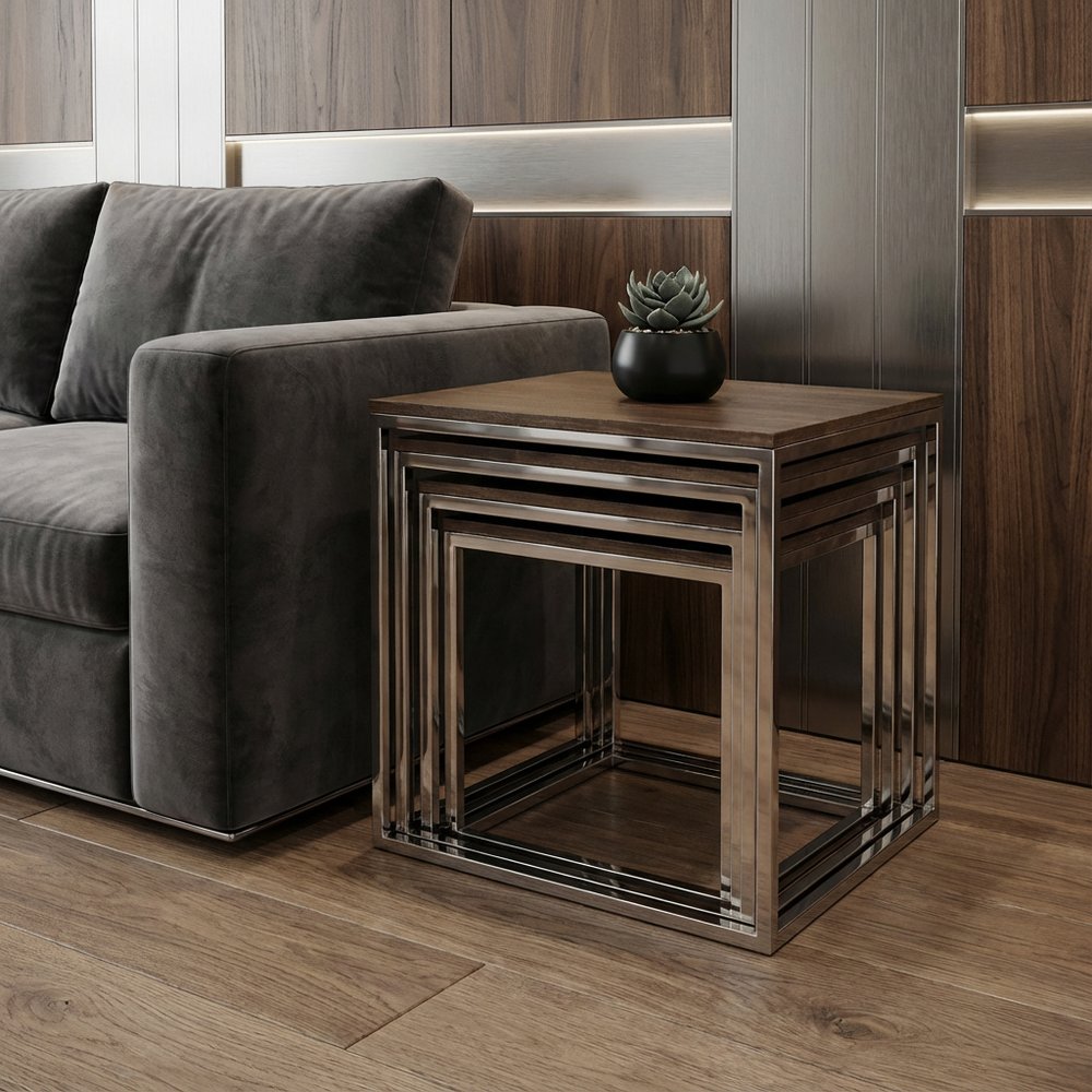 Set Of 4 Modern Rustic Nesting Accent Tables