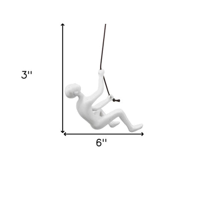 6" X 3" White Resin Climbing Man Hanging Dimensional Sculpture