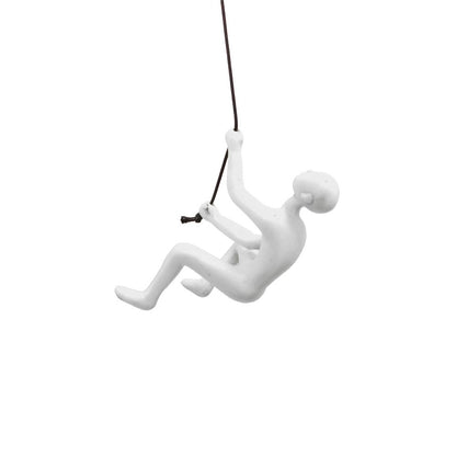 6" X 3" White Resin Climbing Man Hanging Dimensional Sculpture