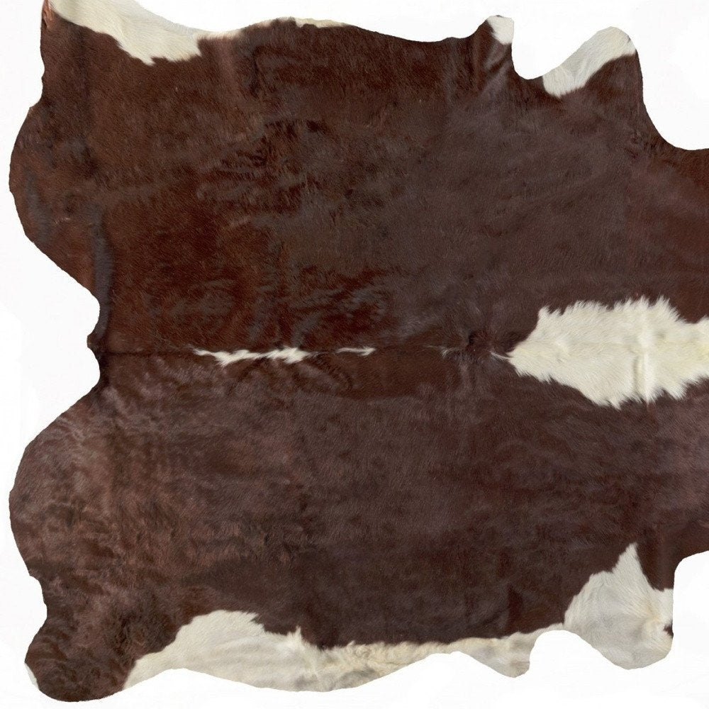 6' X 7' Brown And White Cowhide Area Rug