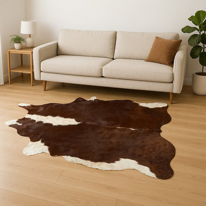 6' X 7' Brown And White Cowhide Area Rug