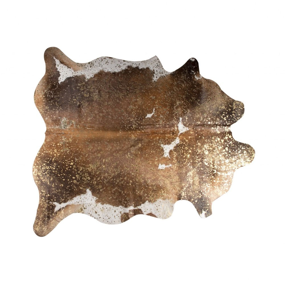 6' X 7' Brown And White Cowhide Area Rug