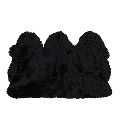 3' X 5' Black Natural Sheepskin Area Rug