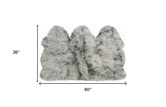 3' X 5' Gray Ombre Natural Sheepskin Area Rug