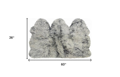 3' X 5' Gray Ombre Natural Sheepskin Area Rug