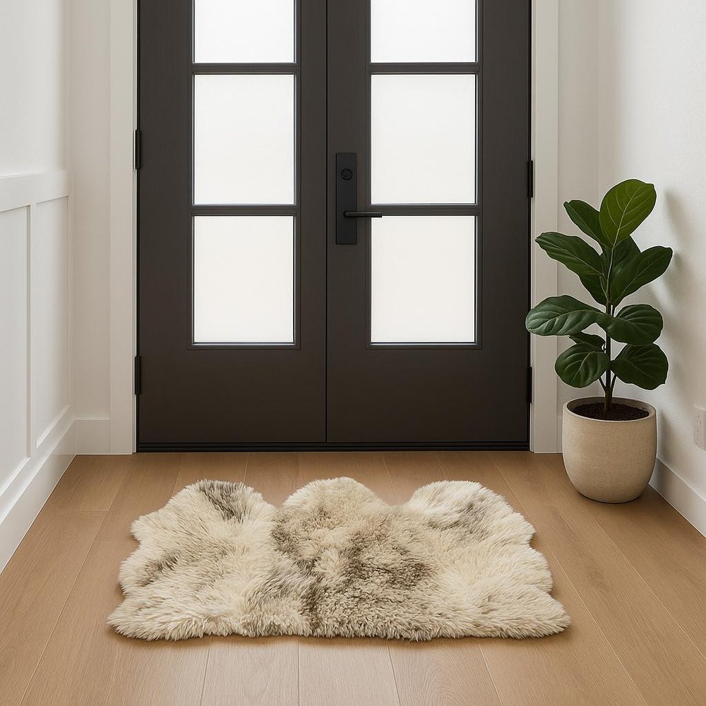 3' X 5' Brown Ombre Natural Sheepskin Area Rug