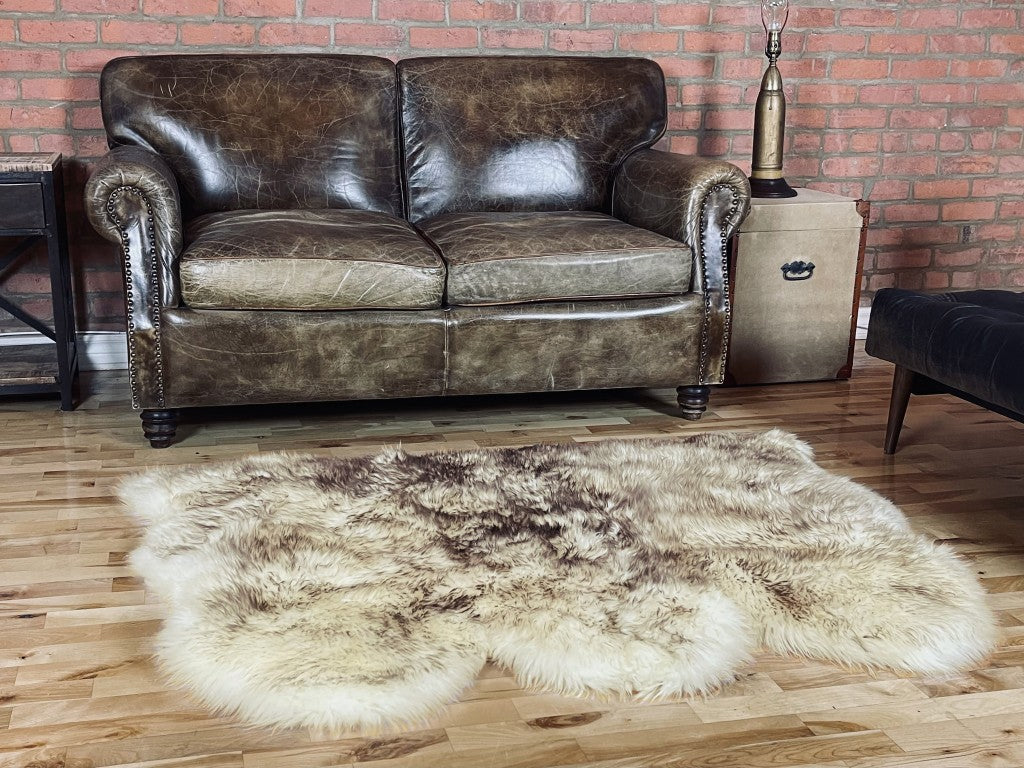 3' X 5' Brown Ombre Natural Sheepskin Area Rug