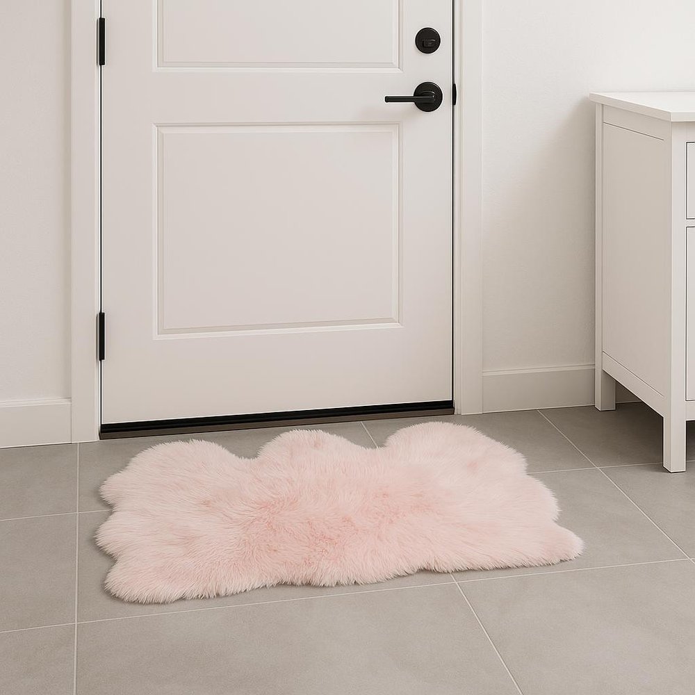 3' X 5' Pink Natural Sheepskin Area Rug