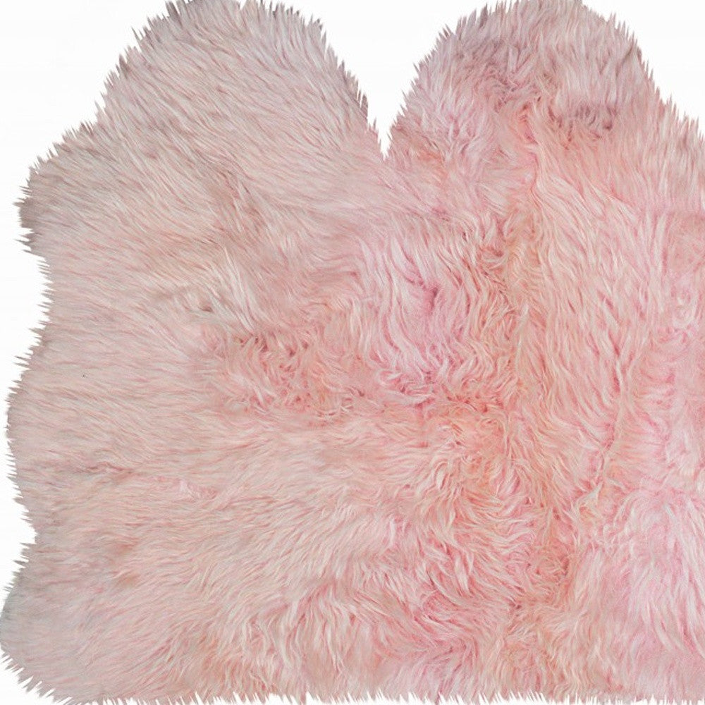 3' X 5' Pink Natural Sheepskin Area Rug