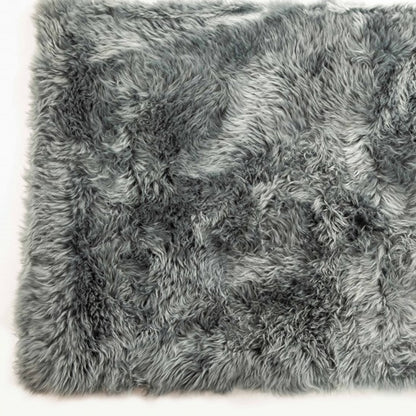 3' X 5' Gray Natural Rectangular Sheepskin Area Rug