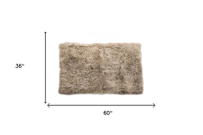 3' X 5' Taupe Natural Rectangular Sheepskin Area Rug