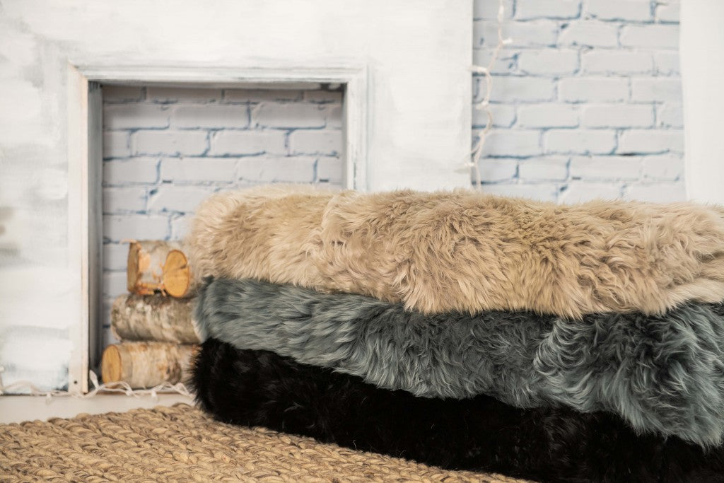 3' X 5' Taupe Natural Rectangular Sheepskin Area Rug