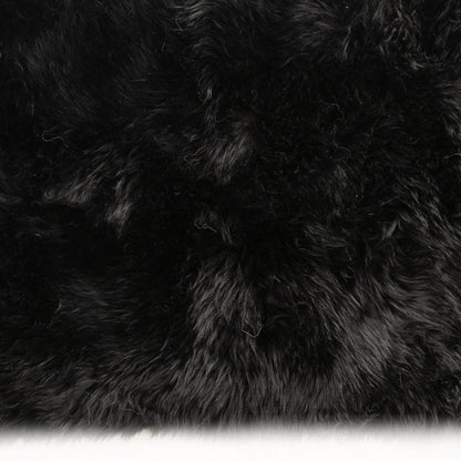 2' X 5' Black Natural Rectangular Sheepskin Area Rug