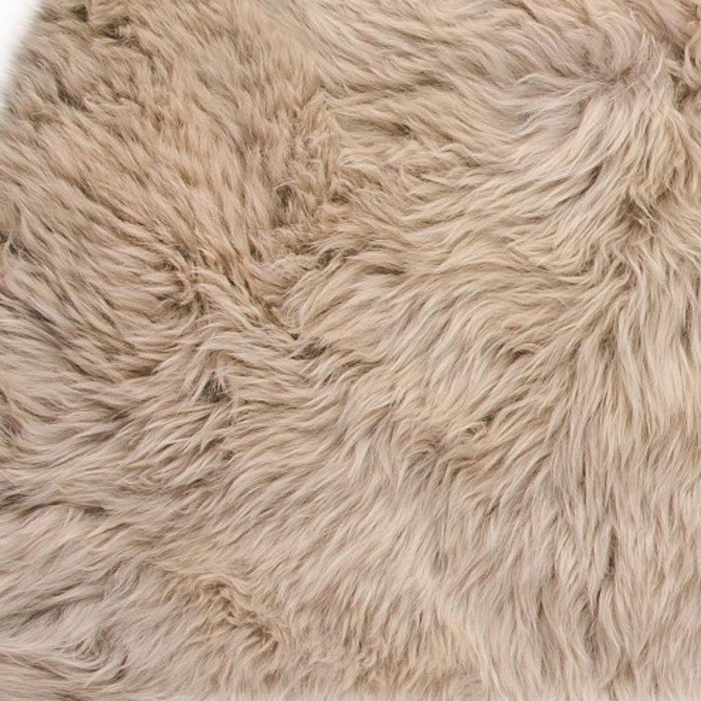 2' X 3' Taupe Sheepskin Area Rug