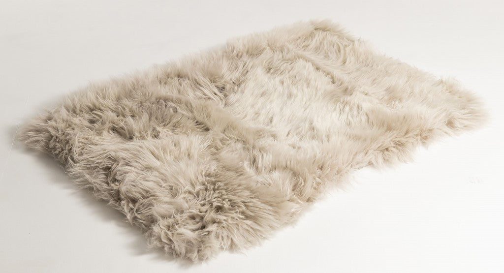 2' X 3' Taupe Sheepskin Area Rug