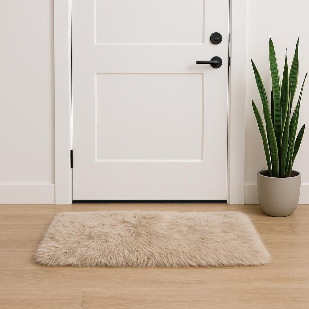 2' X 3' Taupe Sheepskin Area Rug