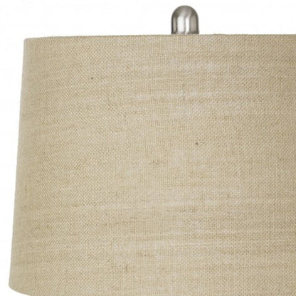 Set of Two 28" Light Blue And Silver Glass And Metal Coastal Table Lamps