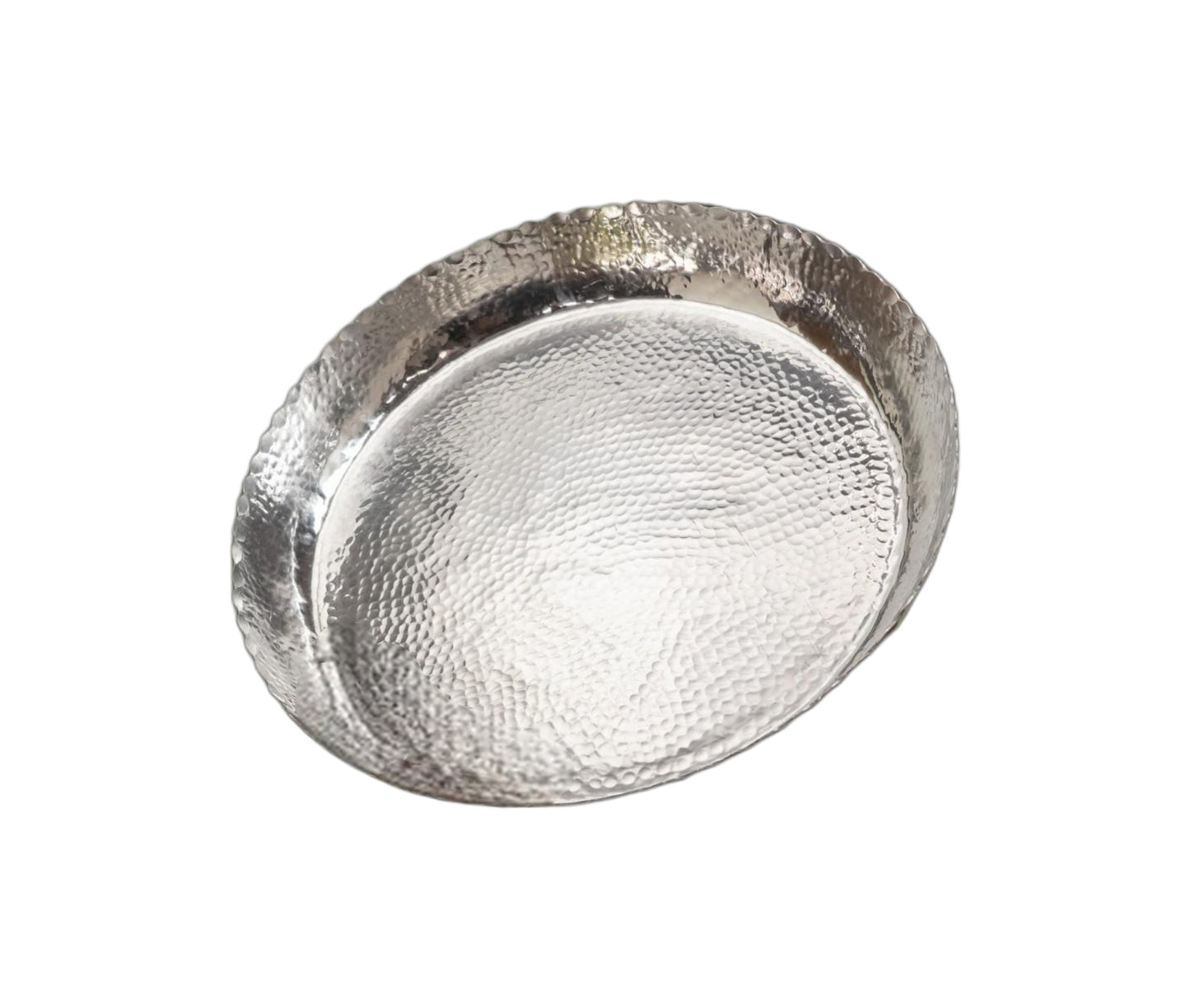 25" Silver Hammered Finish Round Tray