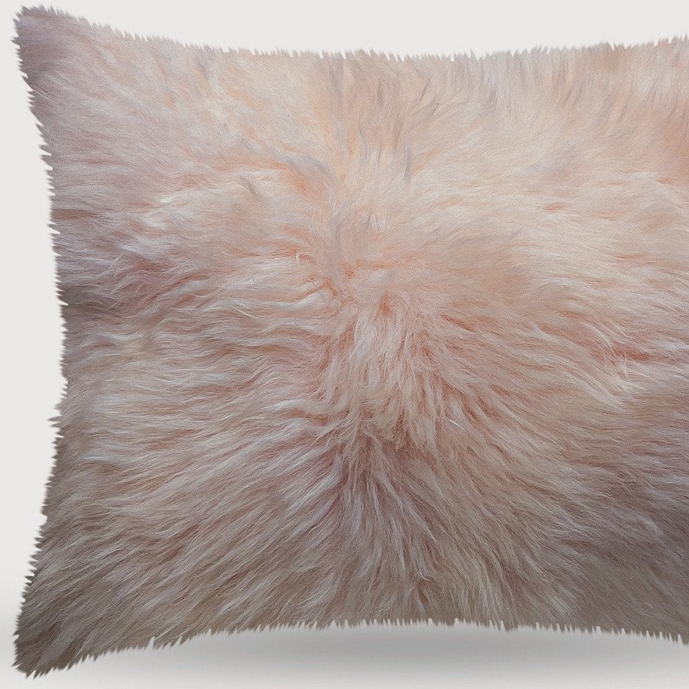 18" Blush Sheepskin Throw Pillow