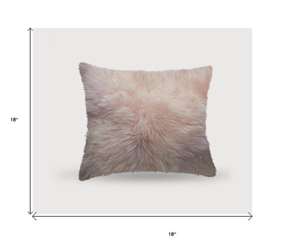 18" Blush Sheepskin Throw Pillow