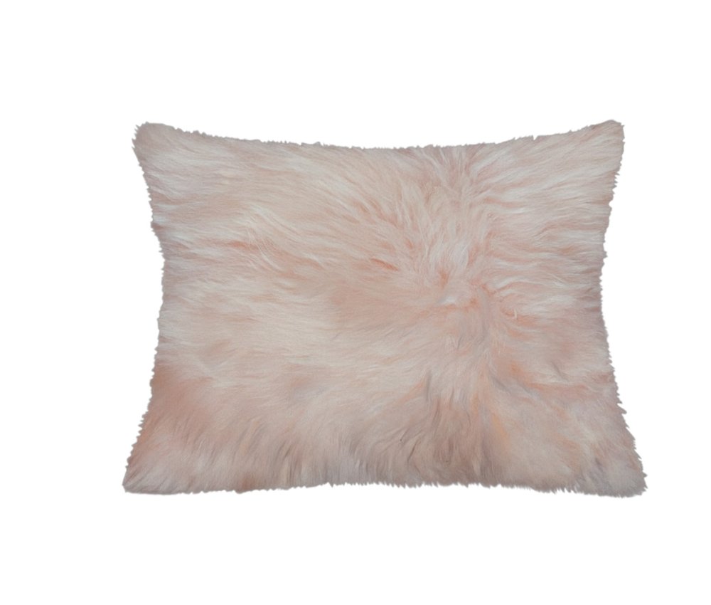 Set Of Two  Blush Natural Sheepskin Square Pillows