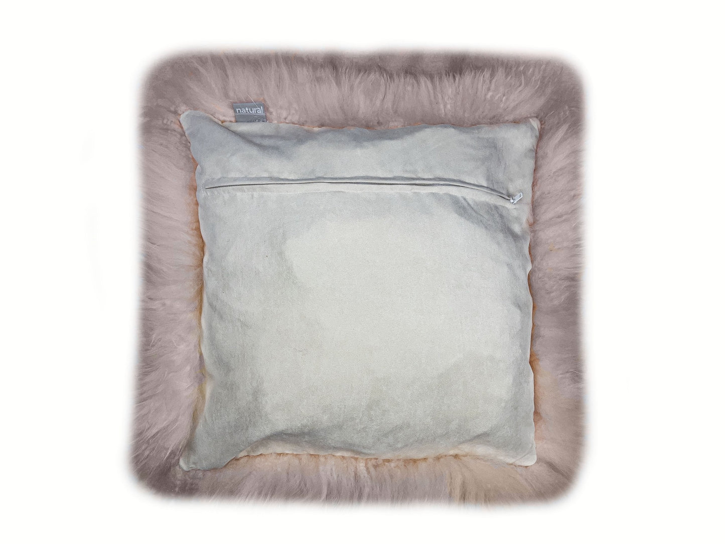 Set Of Two  Blush Natural Sheepskin Square Pillows