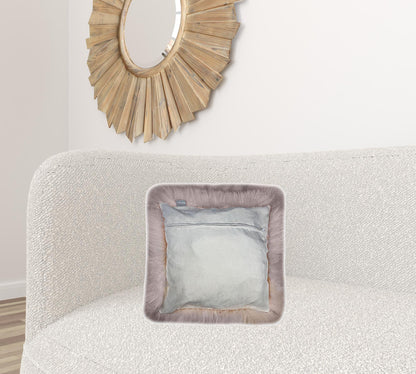 Set Of Two  Blush Natural Sheepskin Square Pillows