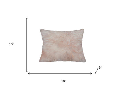 Set Of Two  Blush Natural Sheepskin Square Pillows