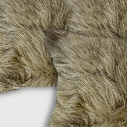 Set of Two 12" X 20" Taupe Sheepskin Lumbar Throw Pillows