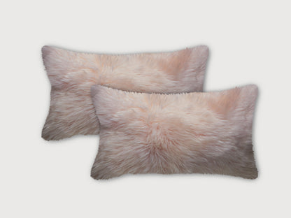 Set of Two 12" X 20" Blush Cowhide Throw Pillow