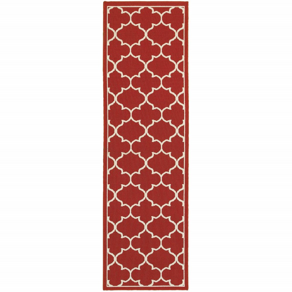 4' X 6' Red And Ivory Indoor Outdoor Area Rug