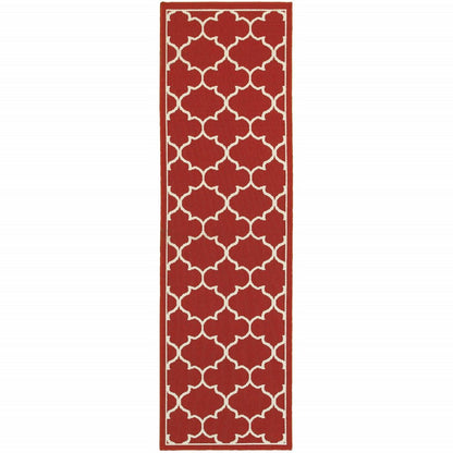 4' X 6' Red And Ivory Indoor Outdoor Area Rug