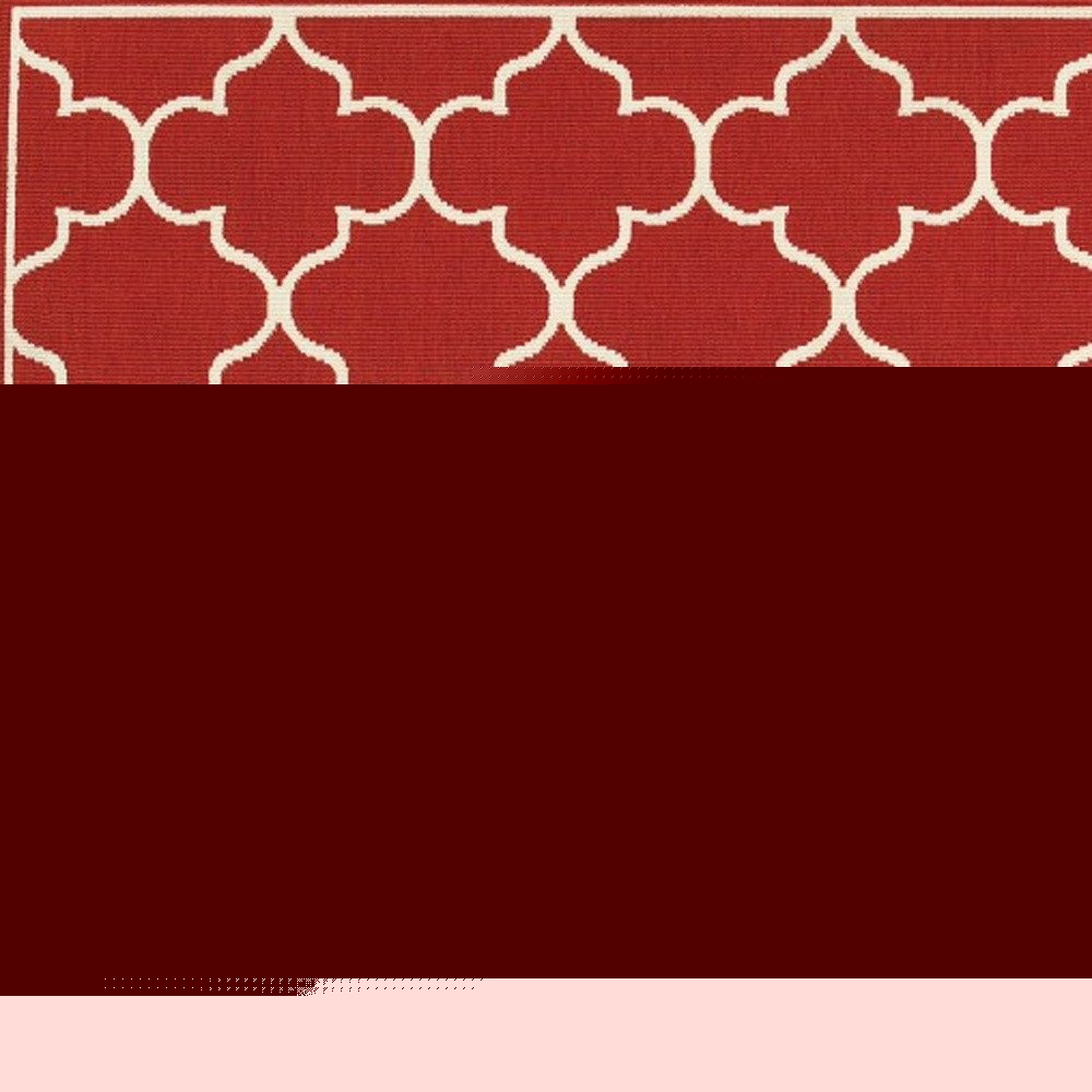 4' X 6' Red And Ivory Indoor Outdoor Area Rug
