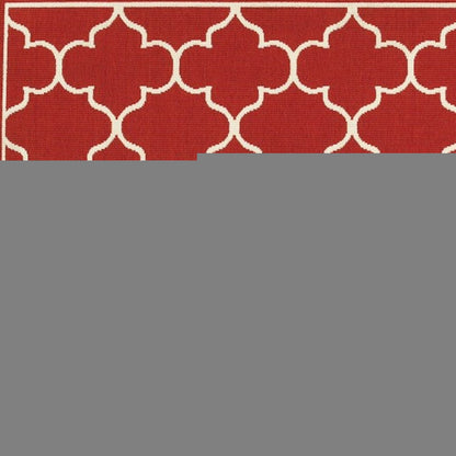 4' X 6' Red And Ivory Indoor Outdoor Area Rug