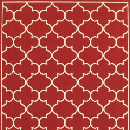 4' X 6' Red And Ivory Indoor Outdoor Area Rug