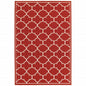 8' X 8' Red And Ivory Round Indoor Outdoor Area Rug